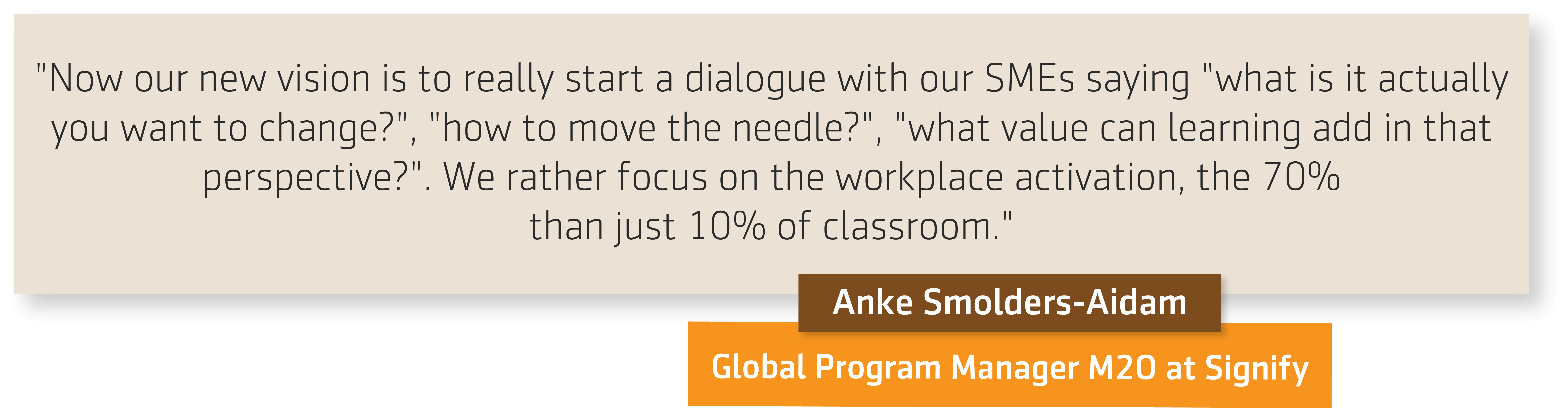 Abstract of the interview about A new vision for L&D at Signify – 70:20:10 Summit, 2019