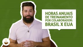 Horas anuais de treinamento por colaborador: Brasil x EUA